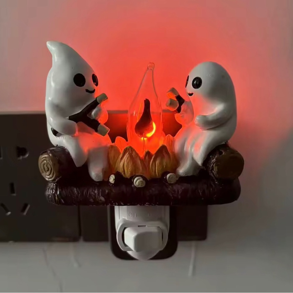 Ghost Campfire Night Light - White & Brown with Red Glow
